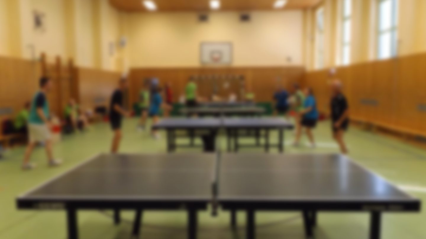 Blick in die Sporthalle des Gymnasiums Wandlitz mit mehreren aufgebauten Platten.